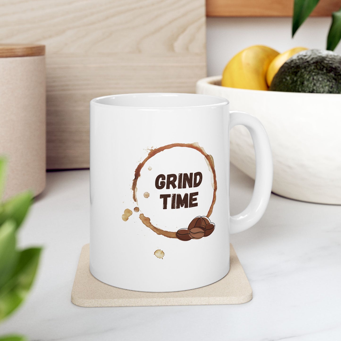 Grind Time Ceramic Mug, 11oz