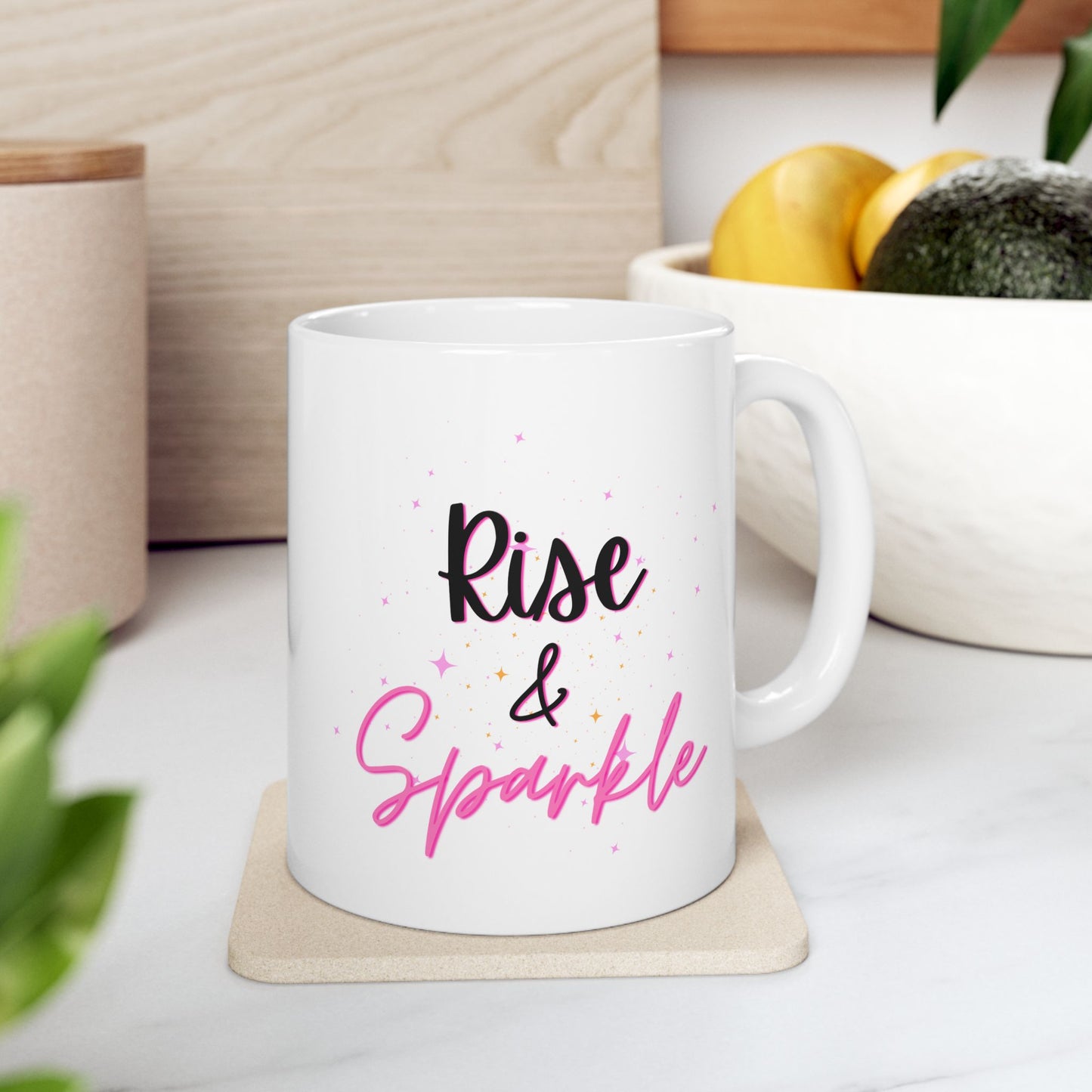 Rise & Sparkle Ceramic Mug, 11oz